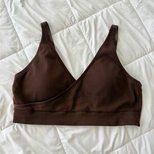 Quince Brown Ribbed Nursing & Beyond Bralette